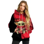 Personalized Sunderland Baby Yoda Red Black Hoodie Best Selling
