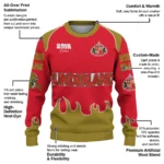 Personalized Sunderland Flame Border Red Sweater Best Selling