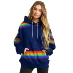 Personalized Tottenham Hotspur Rainbow Stripes Navy Hoodie Best Selling