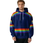 Personalized Tottenham Hotspur Rainbow Stripes Navy Hoodie Best Selling