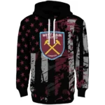 Personalized West Ham United Distressed Flag Claret Black Hoodie Best Selling