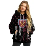 Personalized West Ham United Distressed Flag Claret Black Hoodie Best Selling