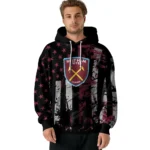 Personalized West Ham United Distressed Flag Claret Black Hoodie Best Selling