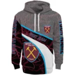 Personalized West Ham United Hexagonal Mesh Claret Black Gray Hoodie Best Selling