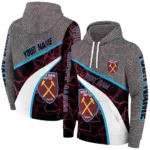 Personalized West Ham United Hexagonal Mesh Claret Black Gray Hoodie Best Selling