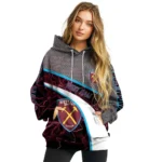 Personalized West Ham United Hexagonal Mesh Claret Black Gray Hoodie Best Selling