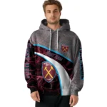 Personalized West Ham United Hexagonal Mesh Claret Black Gray Hoodie Best Selling