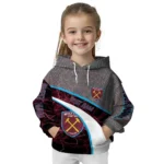 Personalized West Ham United Hexagonal Mesh Claret Black Gray Hoodie Best Selling