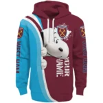 Personalized West Ham United Peeking Snoopy Claret Hoodie Best Selling