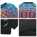 Personalized West Ham United Pixel Flow Claret Black Sweater Best Selling