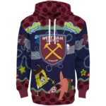 Personalized West Ham United Spongebob Patrick Star Claret Navy Hoodie Best Selling