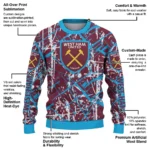 Personalized West Ham United Streak Overlay Claret Sweater Best Selling