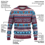 Personalized West Ham United Tent Stripes Claret White Sweater Best Selling
