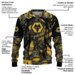 Personalized Wolverhampton Wanderers Antlers Pattern Old Gold Black Sweater Best Selling