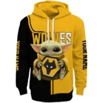 Personalized Wolverhampton Wanderers Baby Yoda Old Gold Black Hoodie Best Selling