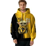Personalized Wolverhampton Wanderers Baby Yoda Old Gold Black Hoodie Best Selling