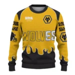 Personalized Wolverhampton Wanderers Flame Border Old Gold Sweater Best Selling