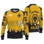 Personalized Wolverhampton Wanderers Flame Border Old Gold Sweater Best Selling