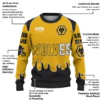 Personalized Wolverhampton Wanderers Flame Border Old Gold Sweater Best Selling