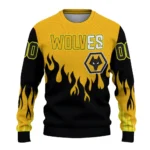 Personalized Wolverhampton Wanderers Flame Outline Old Gold Black Sweater Best Selling
