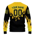 Personalized Wolverhampton Wanderers Flame Outline Old Gold Black Sweater Best Selling