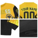 Personalized Wolverhampton Wanderers Flame Outline Old Gold Black Sweater Best Selling