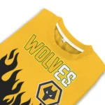 Personalized Wolverhampton Wanderers Flame Outline Old Gold Black Sweater Best Selling