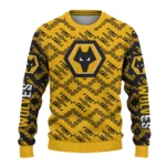 Personalized Wolverhampton Wanderers Lattice Gridwork Old Gold Sweater Best Selling