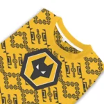 Personalized Wolverhampton Wanderers Lattice Gridwork Old Gold Sweater Best Selling