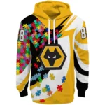 Personalized Wolverhampton Wanderers Puzzle Pieces Old Gold Hoodie Best Selling