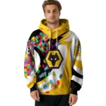 Personalized Wolverhampton Wanderers Puzzle Pieces Old Gold Hoodie Best Selling