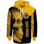 Personalized Wolverhampton Wanderers Skull Motif Old Gold Black Hoodie Best Selling