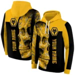Personalized Wolverhampton Wanderers Skull Motif Old Gold Black Hoodie Best Selling