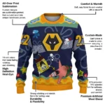 Personalized Wolverhampton Wanderers Spongebob Designs Blue Sweater Best Selling