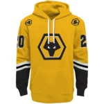 Personalized Wolverhampton Wanderers Striped Sleeves Old Gold Hoodie Best Selling