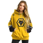 Personalized Wolverhampton Wanderers Striped Sleeves Old Gold Hoodie Best Selling
