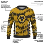 Personalized Wolverhampton Wanderers Swirl Flow Old Gold Sweater Best Selling
