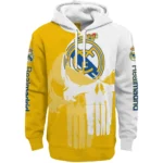Real Madrid Graphic Punisher Yellow White Hoodie Best Selling