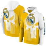 Real Madrid Graphic Punisher Yellow White Hoodie Best Selling