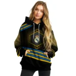 Real Madrid Hexagonal Pattern Yellow Black Hoodie Best Selling