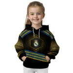 Real Madrid Hexagonal Pattern Yellow Black Hoodie Best Selling