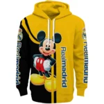 Real Madrid Mickey Mouse Yellow Black Hoodie Best Selling