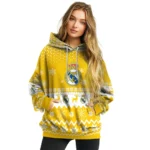 Real Madrid Reindeer Motif Yellow Hoodie Best Selling