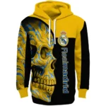 Real Madrid Skull Motif Yellow Black Hoodie Best Selling