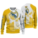 Real Madrid Skull Split Yellow White Sweater Best Selling