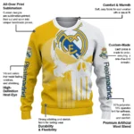 Real Madrid Skull Split Yellow White Sweater Best Selling