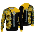 Real Madrid Skull Swirl Yellow Black Sweater Best Selling