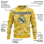 Real Madrid Tie Dye Designs Yellow Sweater Best Selling