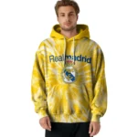 Real Madrid Tie Dye Pattern Yellow Hoodie Best Selling