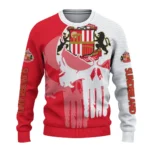 Sunderland Skull Split Red White Sweater Best Selling
